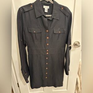 Soft Surroundings Charcoal Button-Up Dress